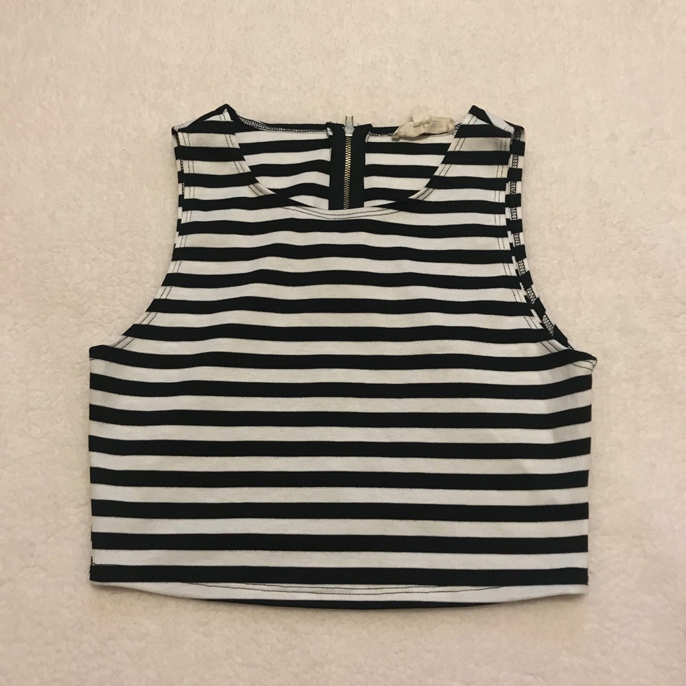 Black and white striped crop top